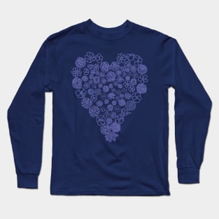 Very Peri Periwinkle Floral Heart of Flowers Mothers Day Long Sleeve T-Shirt